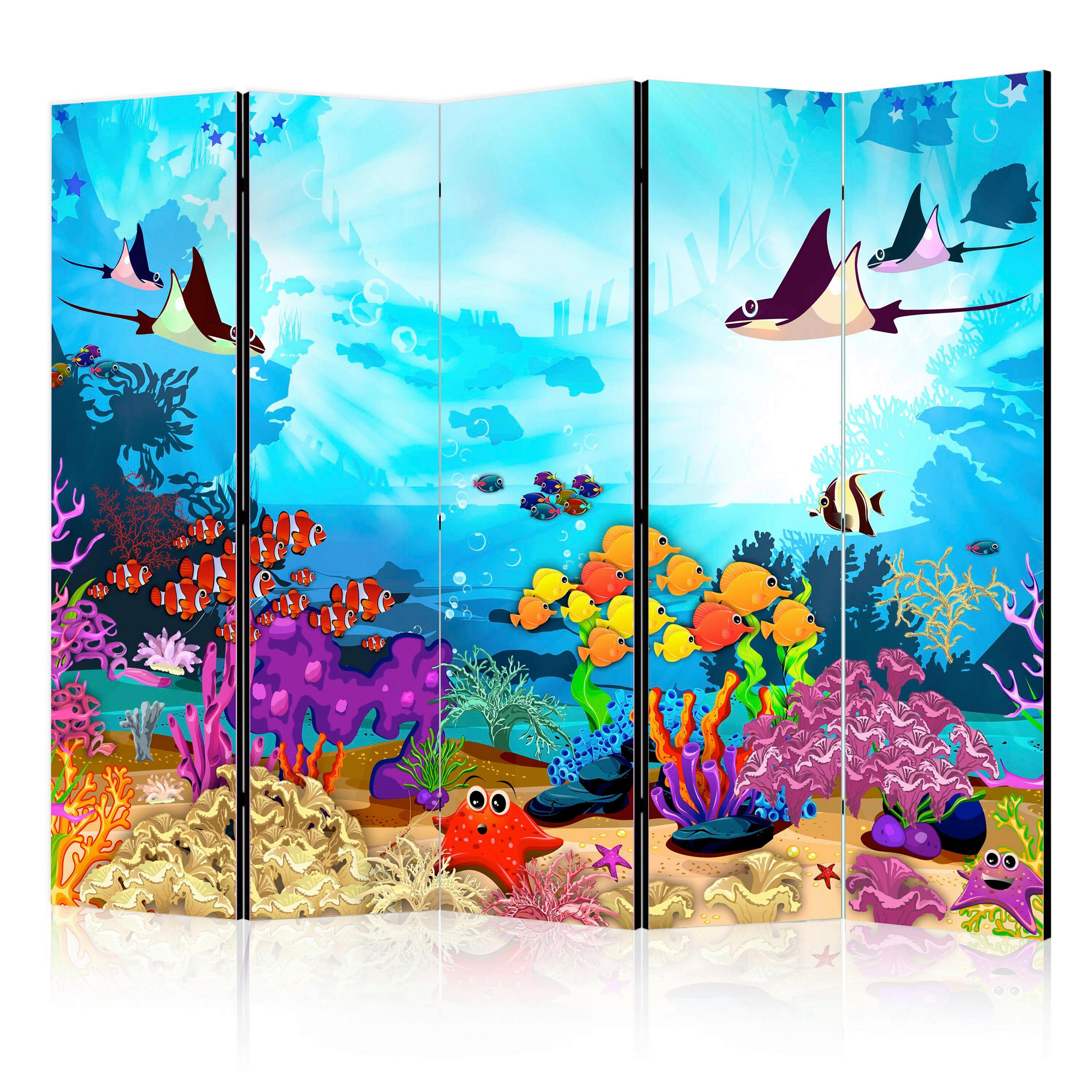 SKÄRMVÄGG  i trä, textil  multicolor  - multicolor, Basics, trä/textil (225/172/3cm) - artgeist