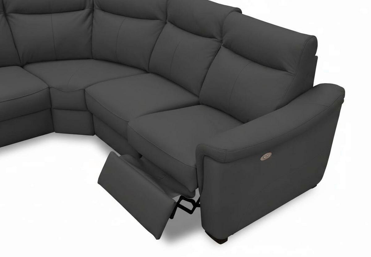 ECKSOFA Lederlook Echtleder Anthrazit  - Wengefarben/Anthrazit, Design, Leder/Holz (229/260cm) - Livetastic