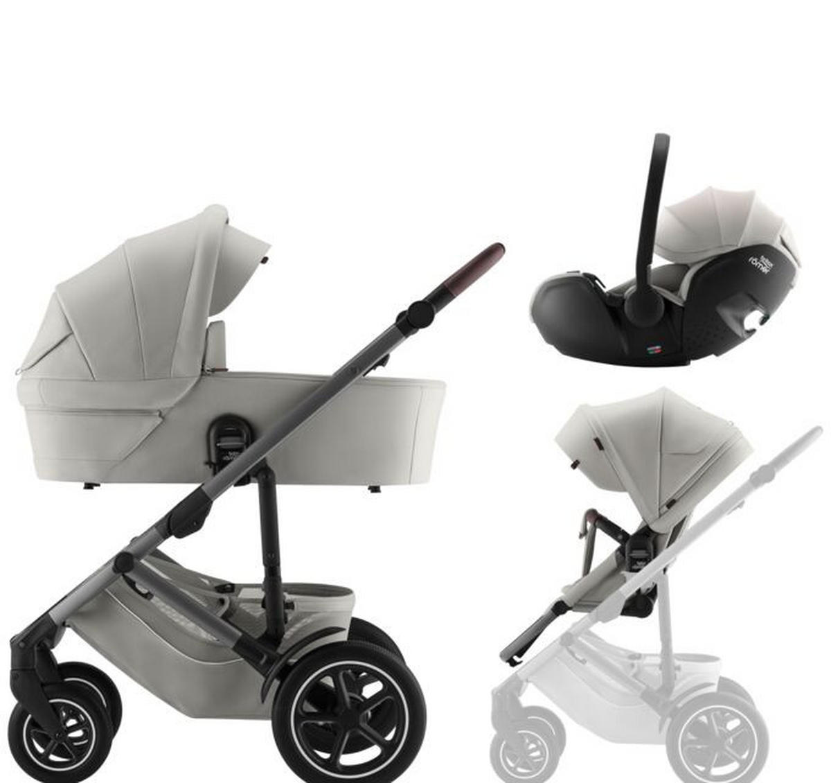 KINDERWAGENSET  Smile 5Z Set  Linen Grey  - Hellgrau/Grau, Basics, Textil/Metall (57/112/97,7cm) - Britax Römer