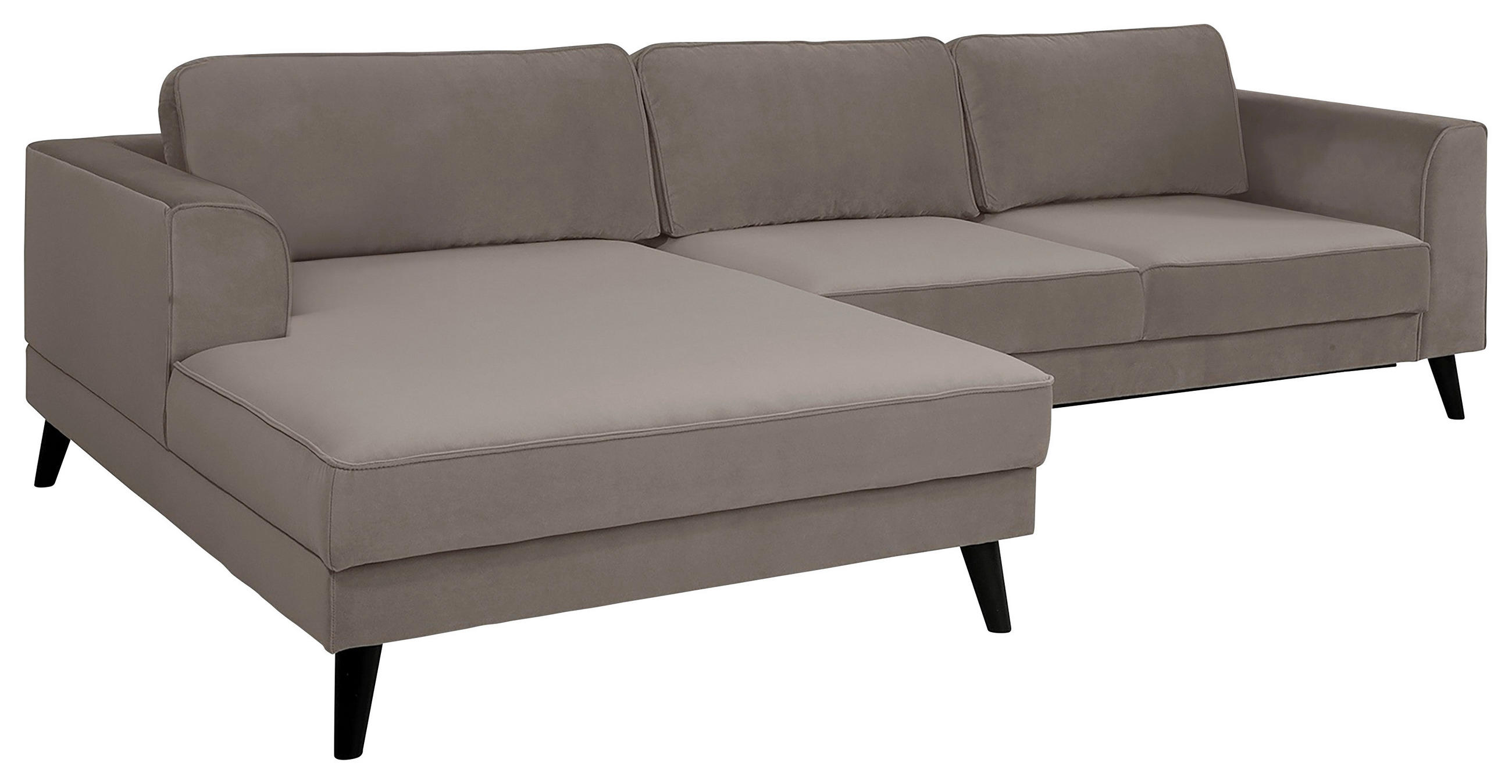 ECKSOFA in Velours Taupe  - Taupe/Wengefarben, Modern, Holz/Textil (167/277cm) - Trendmanufaktur