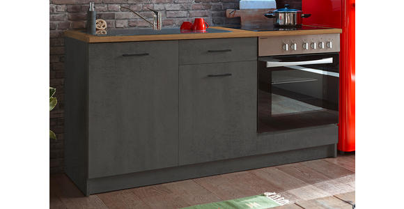 KÜCHENLEERBLOCK 160 cm in Anthrazit, Eichefarben - Eichefarben/Anthrazit, KONVENTIONELL, Holzwerkstoff/Kunststoff (160cm) - Xora