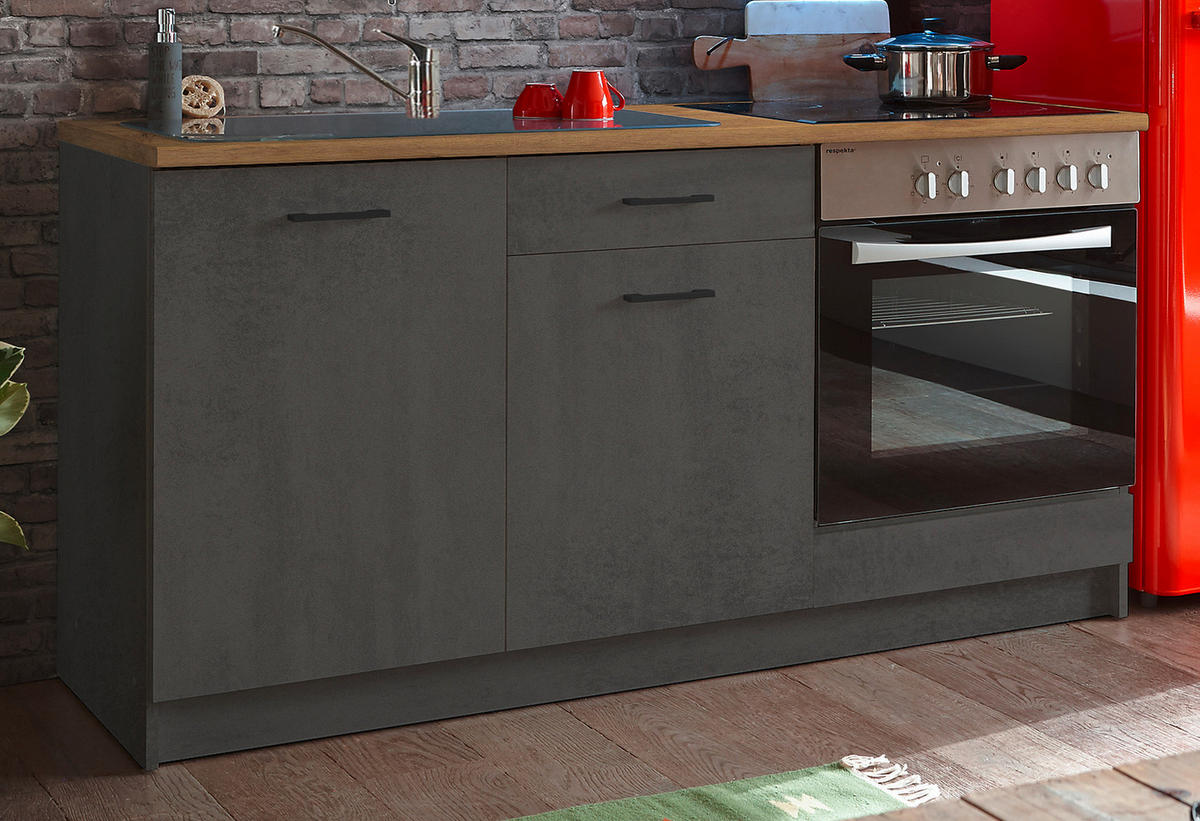 KÜCHENLEERBLOCK 160 cm   in Anthrazit, Eichefarben  - Eichefarben/Anthrazit, KONVENTIONELL, Holzwerkstoff/Kunststoff (160cm) - Carryhome
