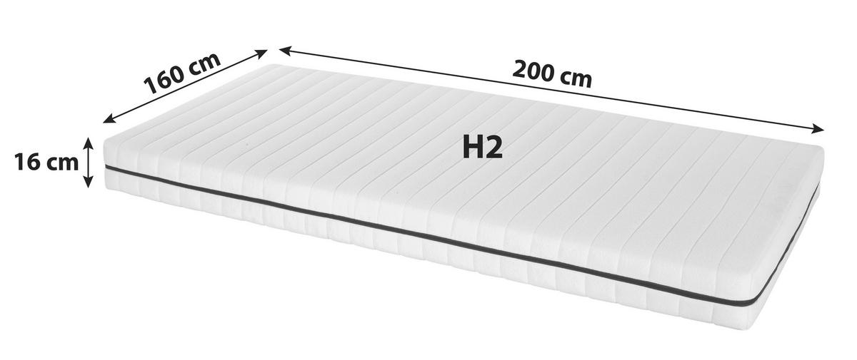 ALLERGIKERMATRATZE 160/200 cm Höhe ca. 16 cm  - Weiß, Textil (160/200cm) - Primatex