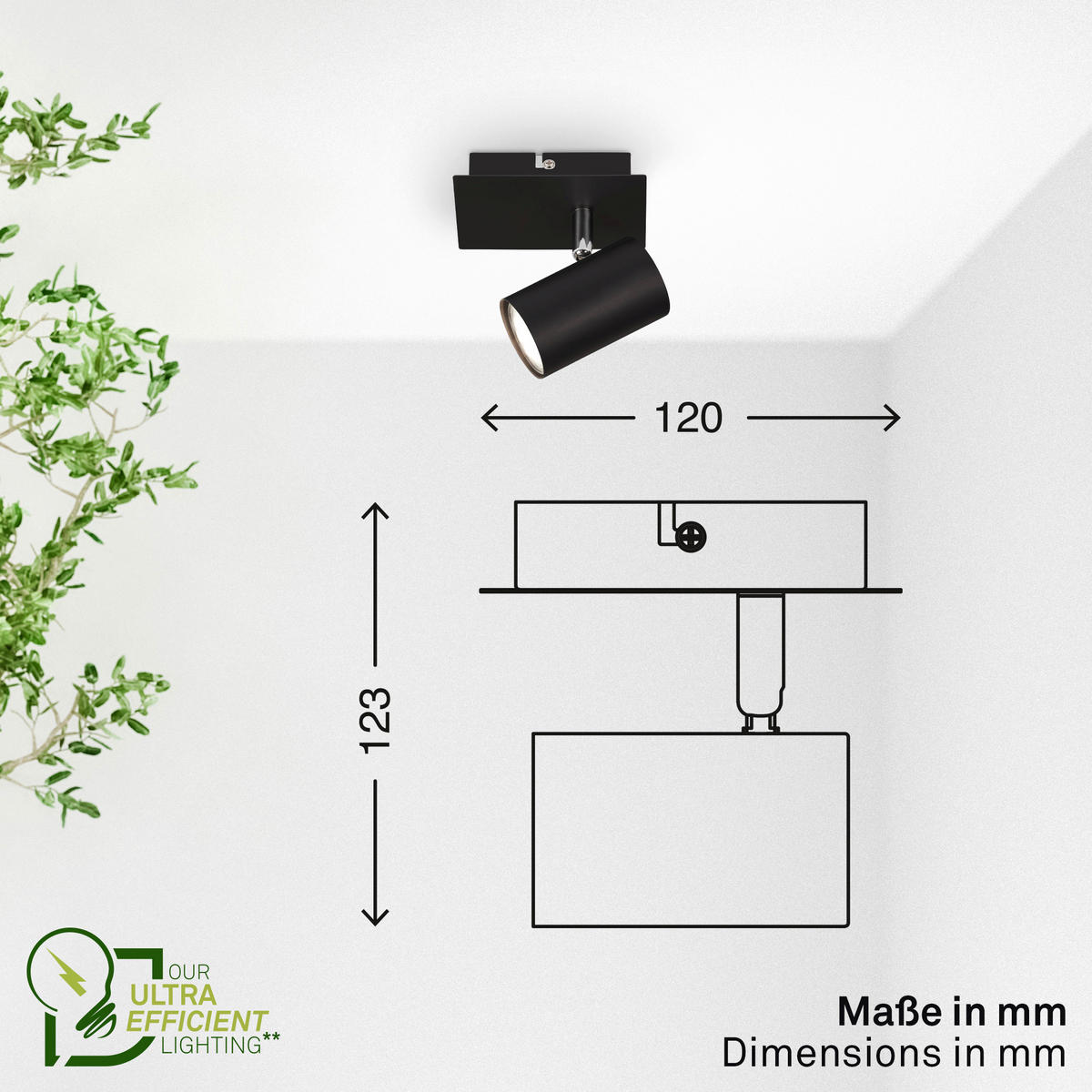 LED-SPOTKOPF Isil A 12/8/12,5 cm  - Schwarz, Basics, Metall (12/8/12,5cm) - Briloner