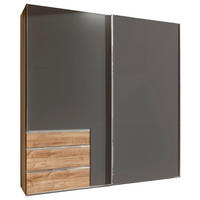 SCHWEBETÜRENSCHRANK in Graphitfarben, Eichefarben  - Chromfarben/Eichefarben, Modern, Holzwerkstoff/Metall (250/216/65cm) - MID.YOU