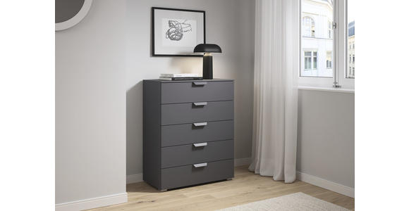 KOMMODE , 80/100/43 cm, 5 Schublade(n)  - Dunkelgrau, Design, Holzwerkstoff/Metall (80/100/43cm) - Carryhome