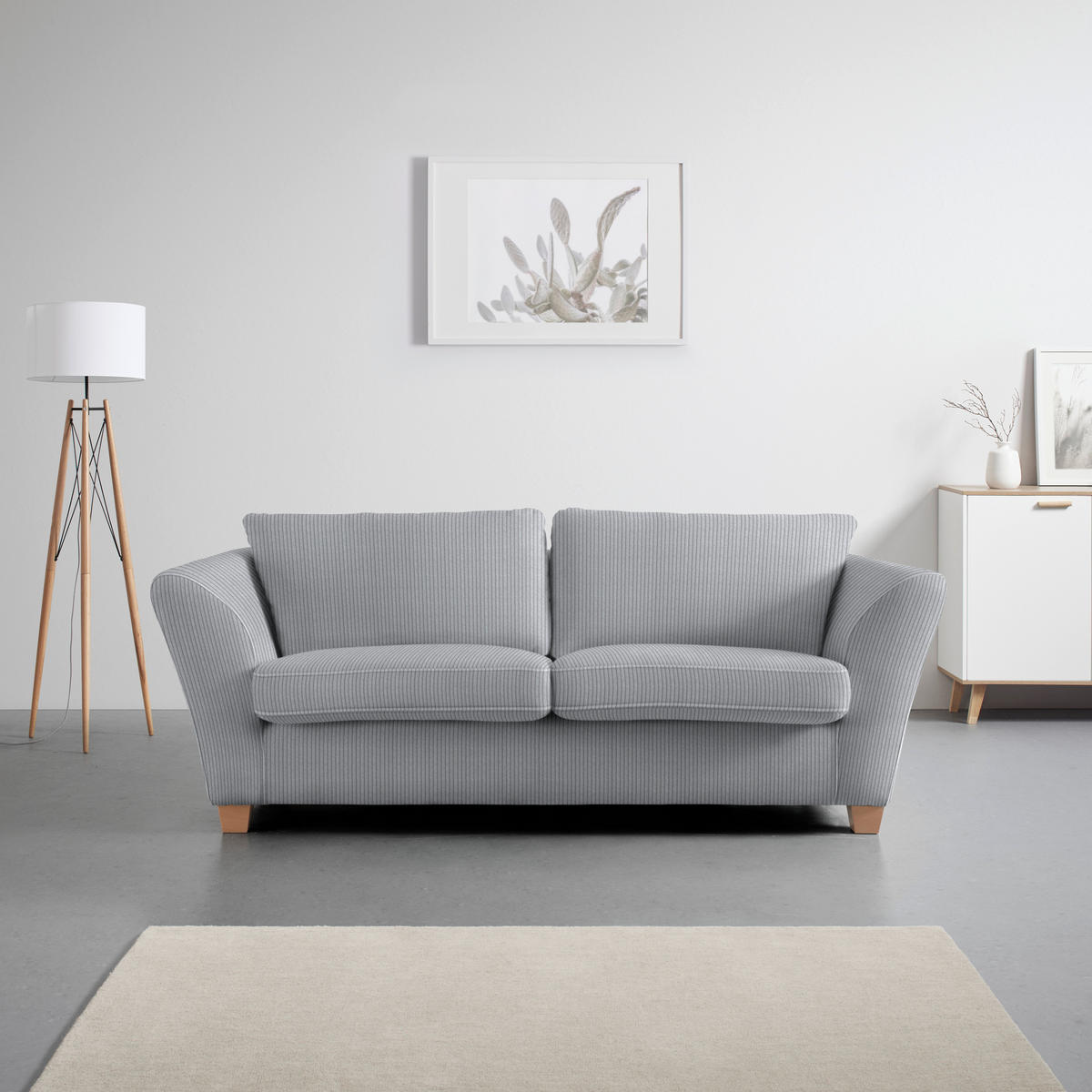 3-SITS SOFFA i manchester ljusgrå  - ljusgrå/naturfärgad, trä/textil (216/70-85/95cm) - MID.YOU