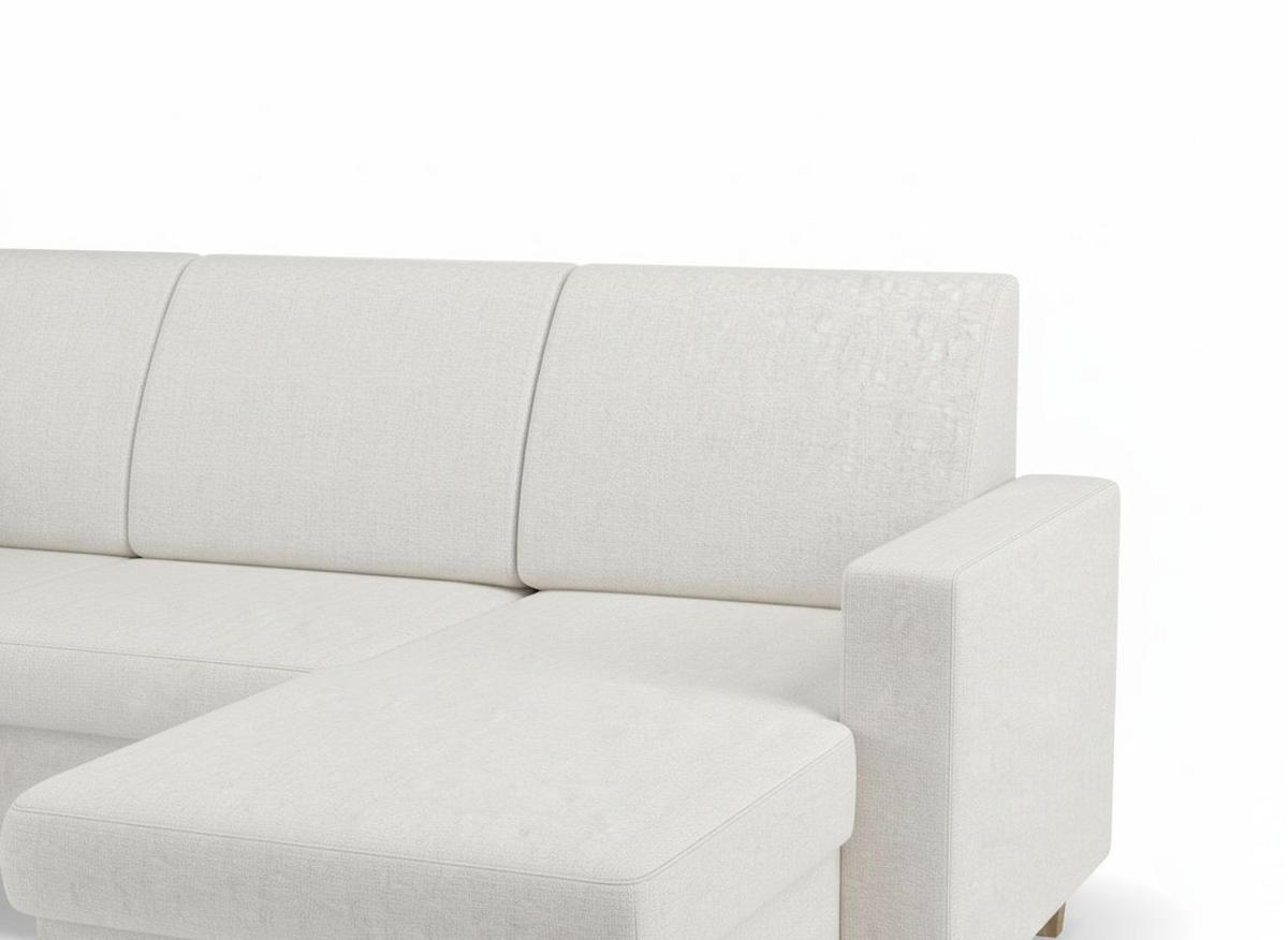 WOHNLANDSCHAFT NIKAS Creme Bouclé  - Buchefarben/Creme, Design, Holz/Textil (310/198/145cm) - MID.YOU