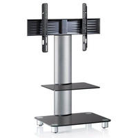 TV-Rack Schwarz/Silberfarbe - Silberfarben/Schwarz, Konventionell, Glas/Metall (60/100/44cm) - MID.YOU