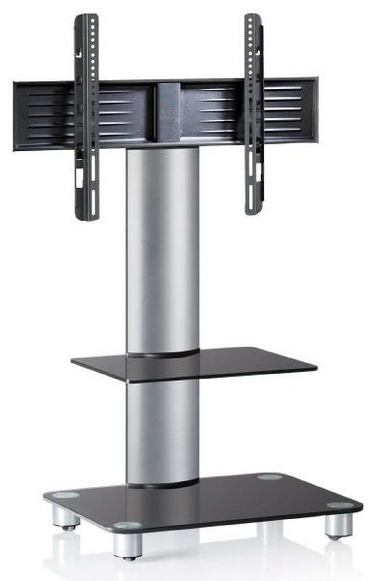 TV-Rack Schwarz/Silberfarbe - Silberfarben/Schwarz, Konventionell, Glas/Metall (60/100/44cm) - MID.YOU