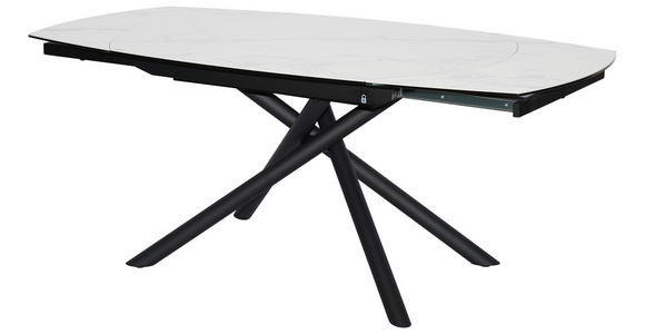 ESSTISCH in Metall, Glas, Keramik 130-190/100/77 cm - Schwarz/Weiß, Design, Glas/Keramik (130-190/100/77cm) - Novel