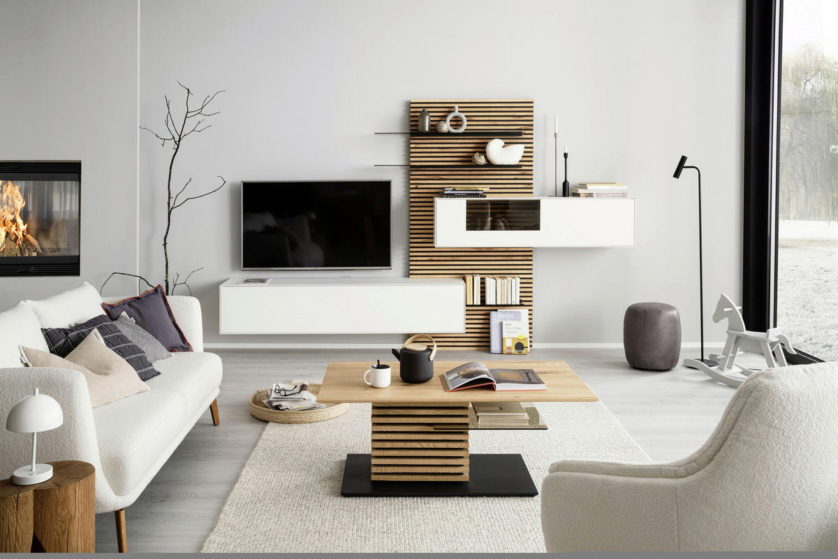 COUCHTISCH in Holz, Glas 120/70/45 cm  - Eichefarben/Anthrazit, Natur, Glas/Holz (120/70/45cm) - Schöner Wohnen