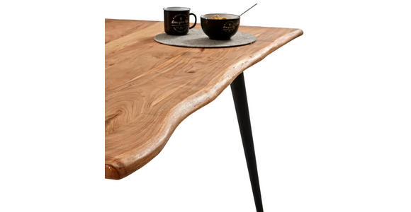 ESSTISCH in Holz, Metall 160/90/76 cm  - Schwarz/Akaziefarben, Natur, Holz/Metall (160/90/76cm) - Carryhome