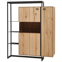 HIGHBOARD  in 129,3/158/41,1 cm  - Eichefarben/Schwarz, Natur, Glas/Holz (129,3/158/41,1cm) - Valnatura