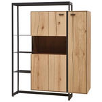 HIGHBOARD  in 129,3/158/41,1 cm  - Eichefarben/Schwarz, Natur, Glas/Holz (129,3/158/41,1cm) - Valnatura