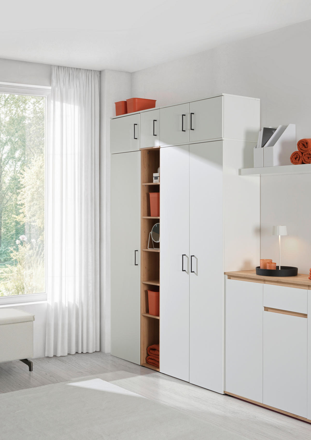 MEHRZWECKSCHRANK 50/195/40 cm  in Weiß  - Anthrazit/Schwarz, MODERN, Holzwerkstoff/Kunststoff (50/195/40cm) - Carryhome