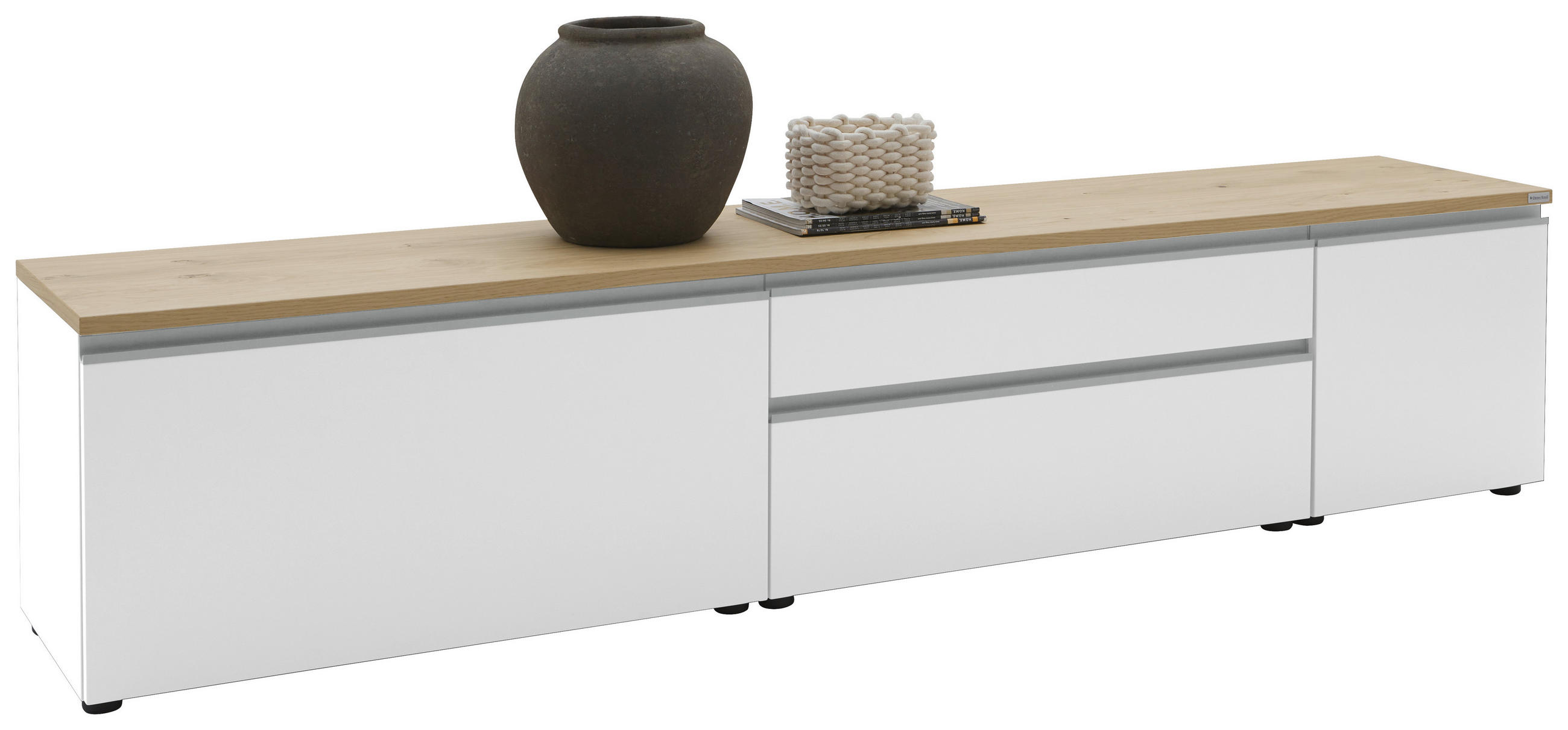 Dieter Knoll Lowboard Weiß, Eiche 225x46x41 cm