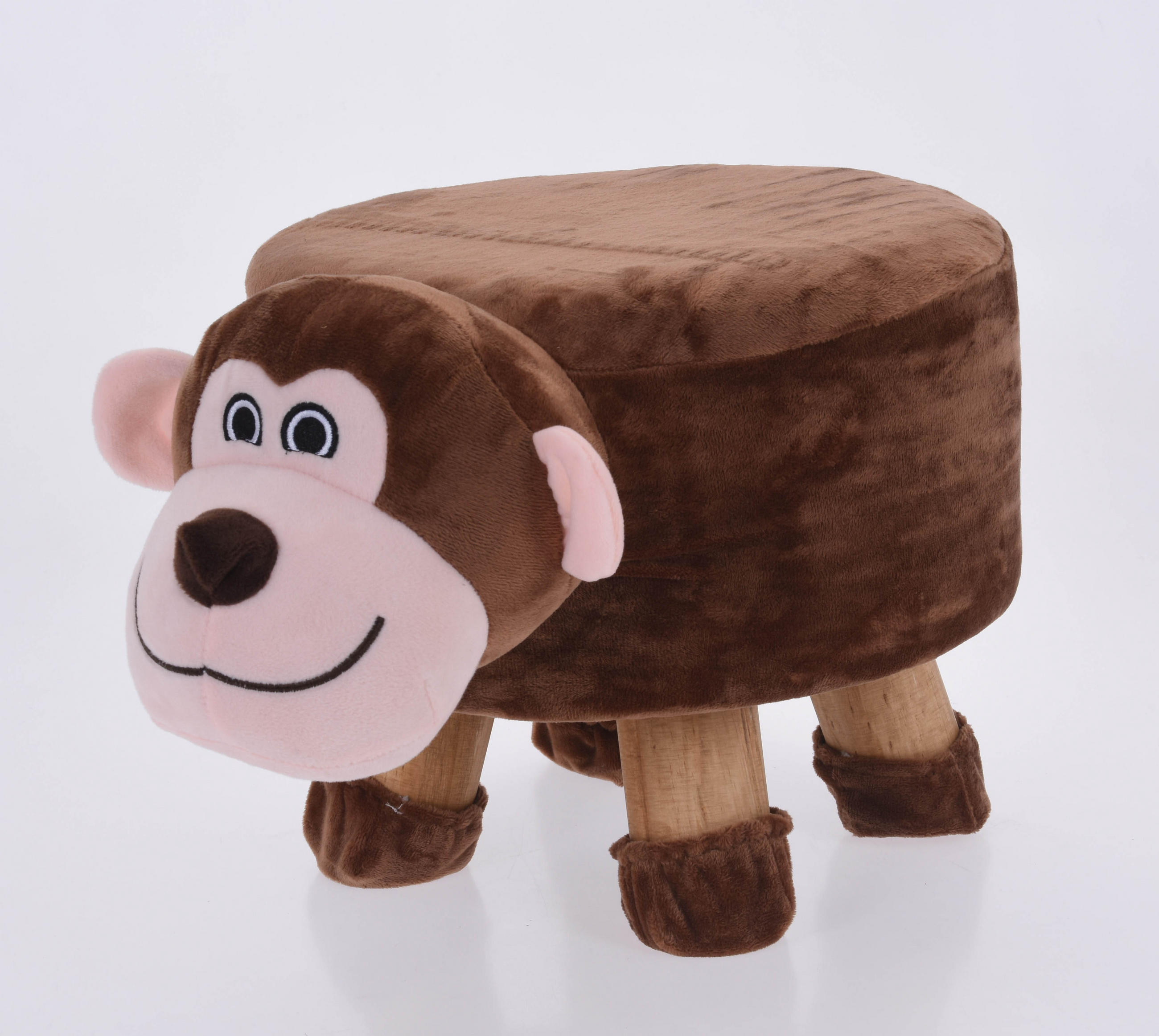KINDERHOCKER Braun, Schwarz, Dunkelbraun, Hellbraun  - Hellbraun/Dunkelbraun, Basics, Holz/Textil (44/24/28cm)