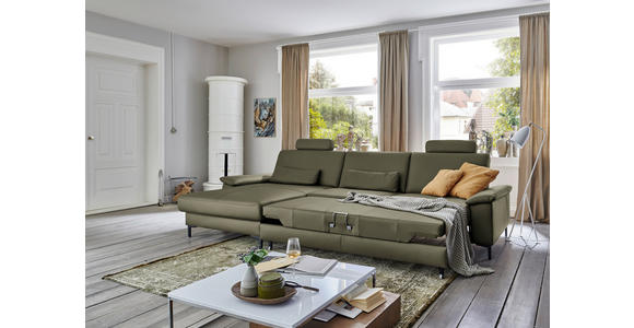 ECKSOFA  in Echtleder Waldgrün  176/334 cm  - Waldgrün/Schwarz, Design, Leder/Metall (176/334cm) - Dieter Knoll