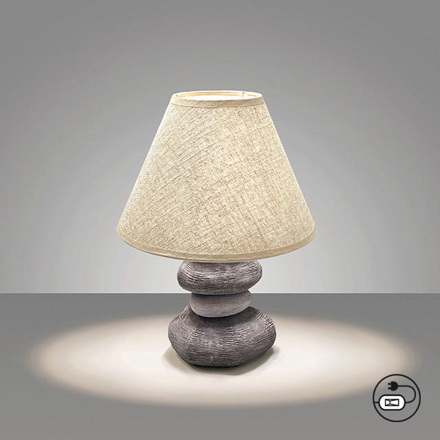 STOLNÁ LAMPA, E14, 25/33,50 cm  - hnedá/svetlohnedá, Basics, textil/keramika (25/33,50cm) - Fischer & Honsel