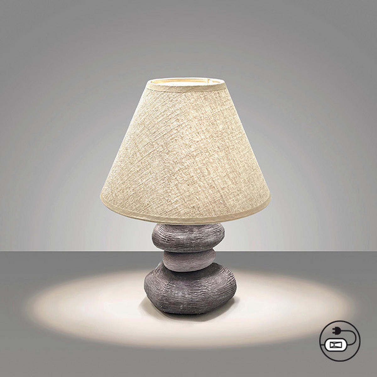 STOLNÁ LAMPA, E14, 25/33,50 cm  - hnedá/svetlohnedá, Basics, textil/keramika (25/33,50cm) - Fischer & Honsel