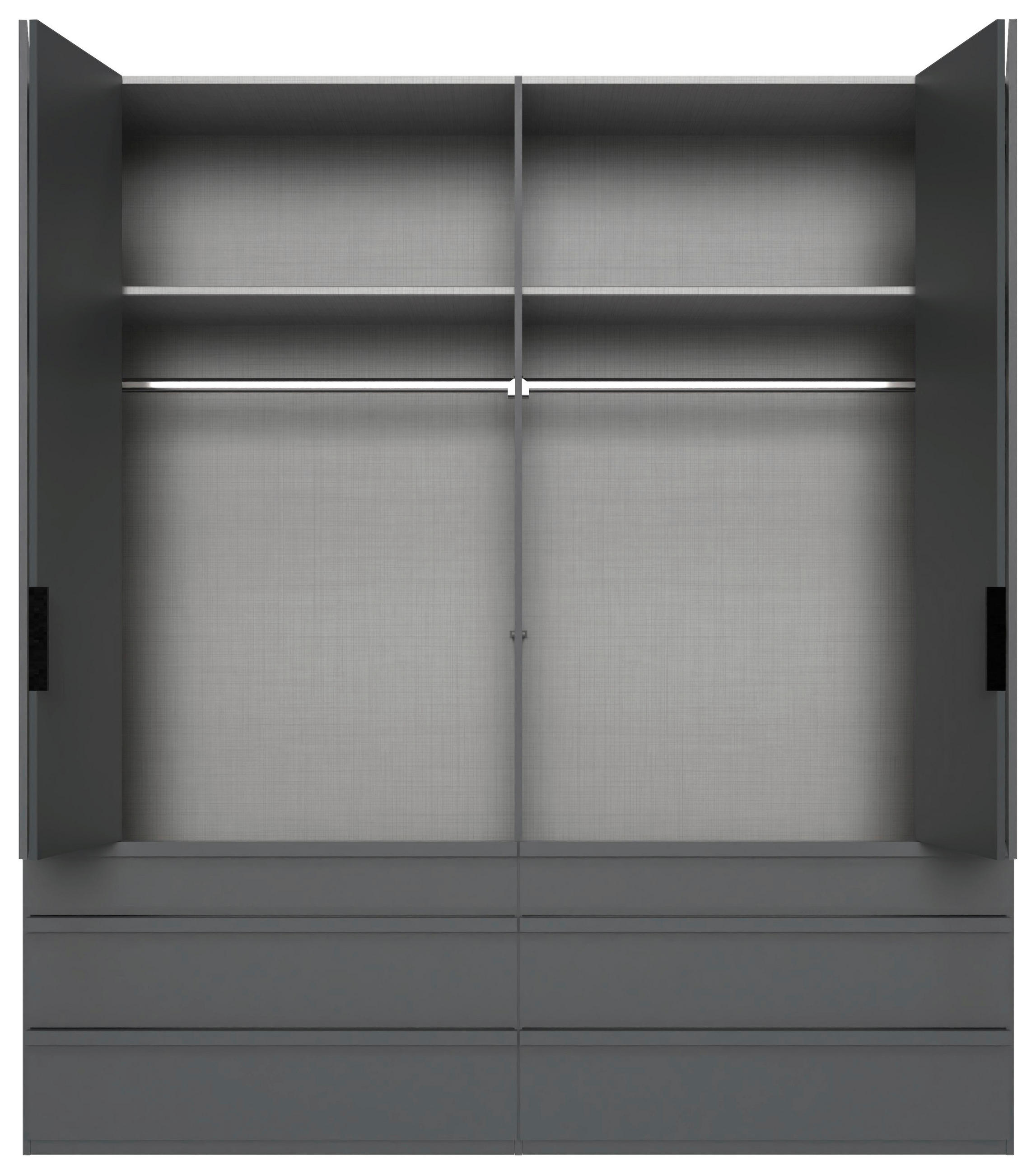 FALTTÜRENSCHRANK 200/216/58 cm 4-türig Graphitfarben  - Schwarz/Graphitfarben, Design, Glas/Holzwerkstoff (200/216/58cm) - Boxxx