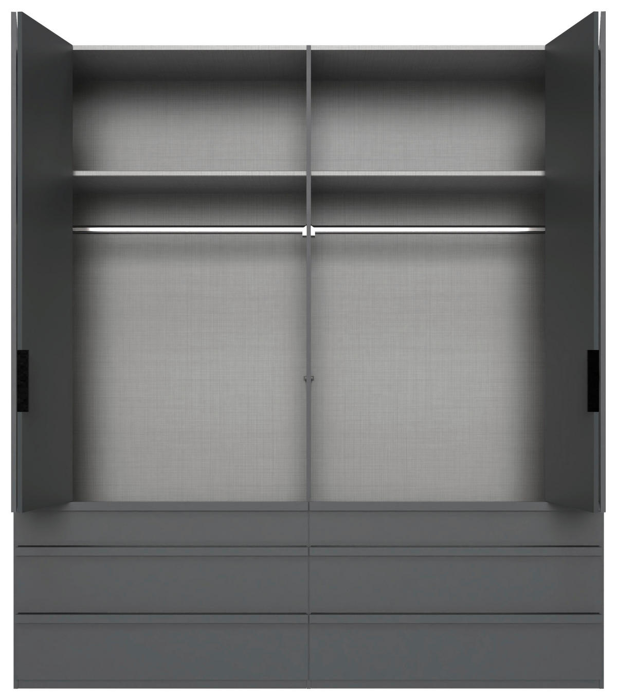 FALTTÜRENSCHRANK 200/216/58 cm 4-türig Graphitfarben  - Schwarz/Graphitfarben, Design, Glas/Holzwerkstoff (200/216/58cm) - Boxxx