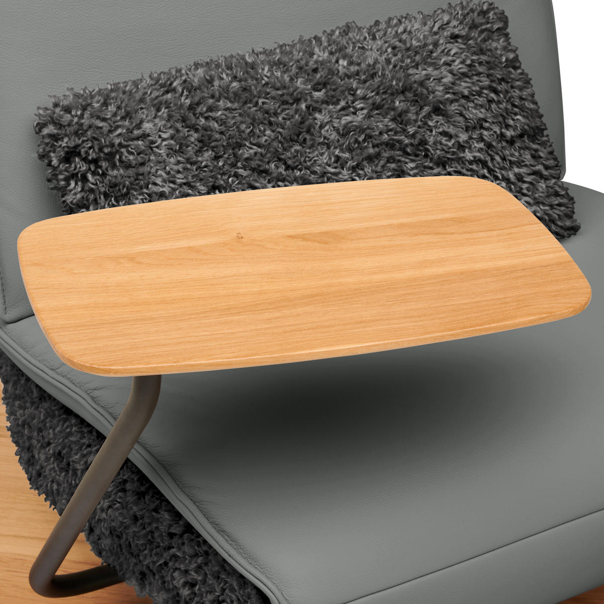 2-SITZER-SOFA Hochflor Echtleder Anthrazit, Grau  - Anthrazit/Schwarz, Design, Leder/Holz (240/65/104cm) - Koinor