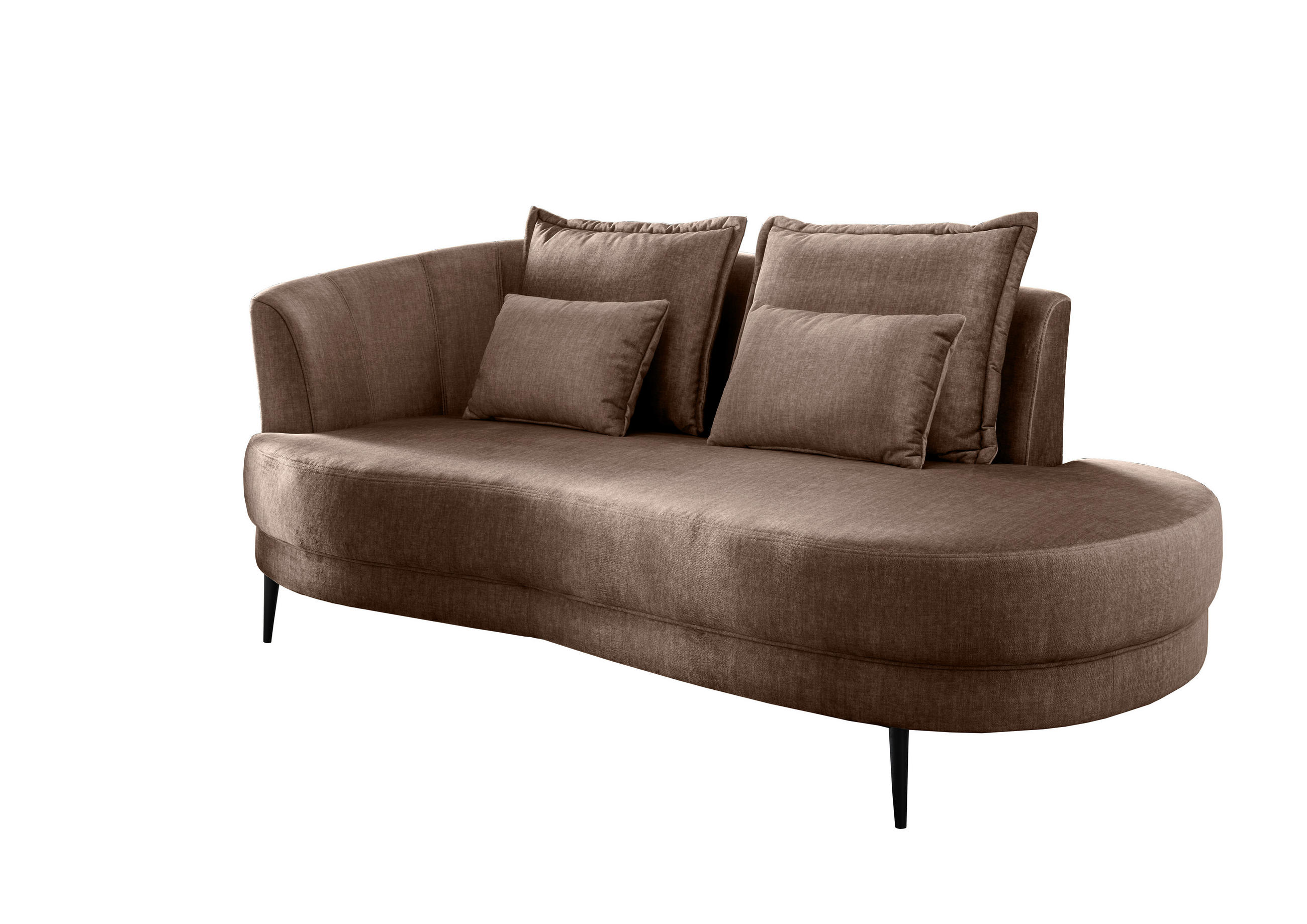 OTTOMANE Velours Hellbraun  - Hellbraun/Schwarz, MODERN, Textil/Metall (211/85/101cm) - Livetastic
