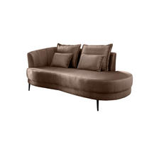 OTTOMANE in Velours Hellbraun  - Hellbraun/Schwarz, Modern, Textil/Metall (211/85/101cm) - Livetastic