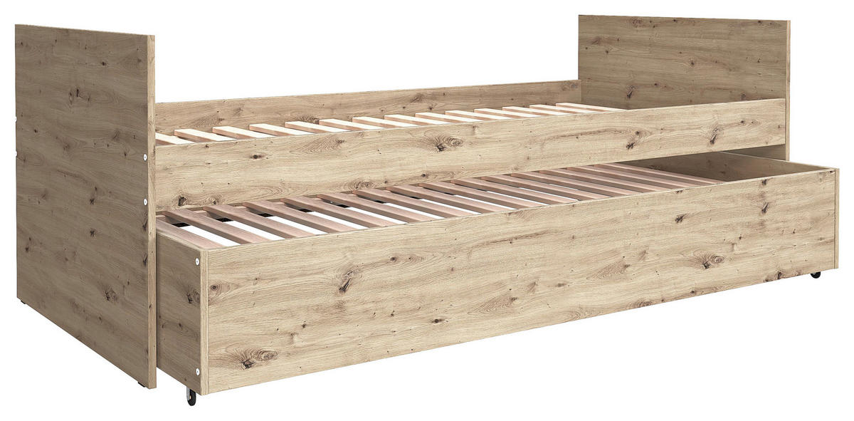AUSZIEHBETT 90/200 cm,  in Eiche Artisan, Bettschublade, Lattenrost für Zusatzbett, Lattenrost für Hauptbett  - Eiche Artisan, MODERN, Holz/Holzwerkstoff (90/200cm) - MID.YOU
