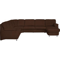 WOHNLANDSCHAFT Echtleder Kastanienfarben  - Kastanienfarben/Alufarben, Konventionell, Leder/Metall (239/329/165cm) - Beldomo Premium