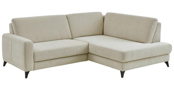 ECKSOFA Beige Chenille  - Beige/Schwarz, Design, Textil/Metall (239/182cm) - Valnatura
