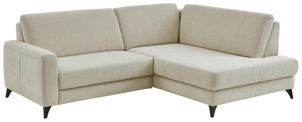 ECKSOFA Beige Chenille  - Beige/Schwarz, Design, Textil/Metall (239/182cm) - Valnatura