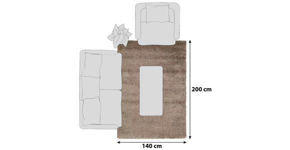 HOCHFLORTEPPICH 140/200 cm Hellbraun  - Hellbraun, Basics, Textil (140/200cm) - Novel