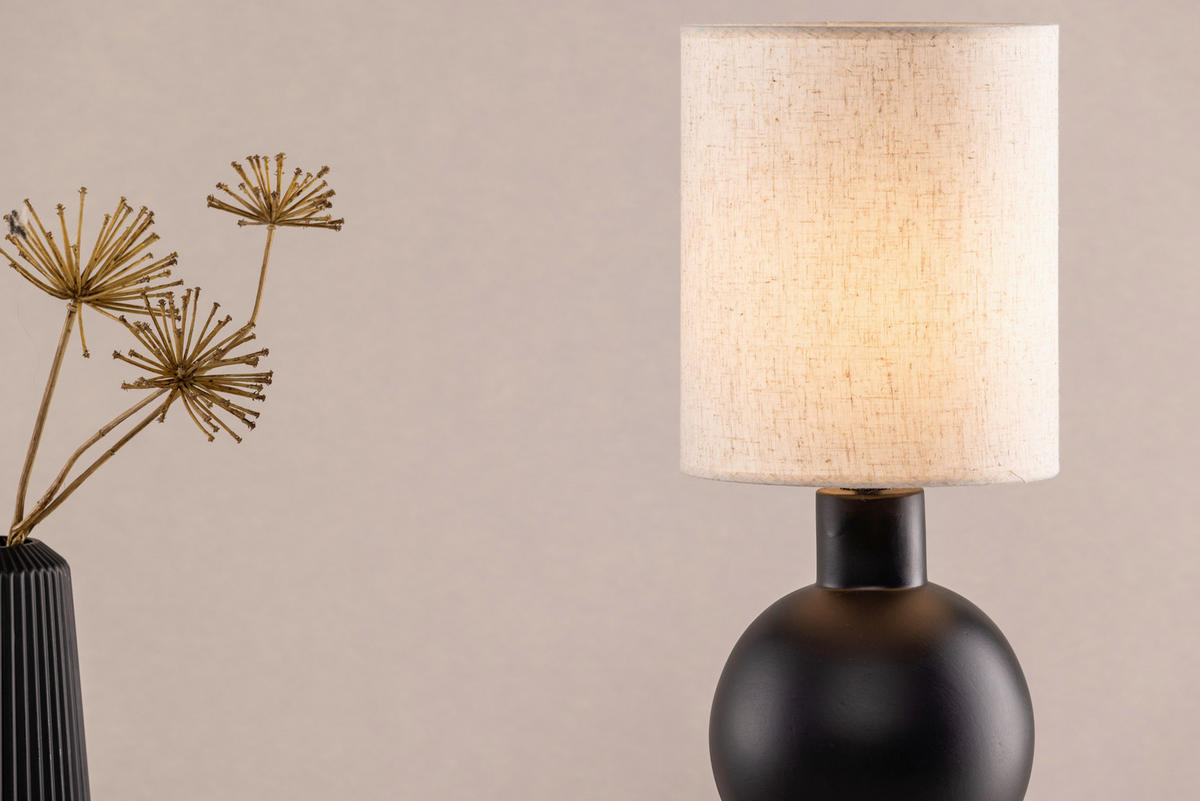 BORDSLAMPA 21/55/21 cm   - beige/svart, Basics, textil/sten (21/55/21cm) - P & B