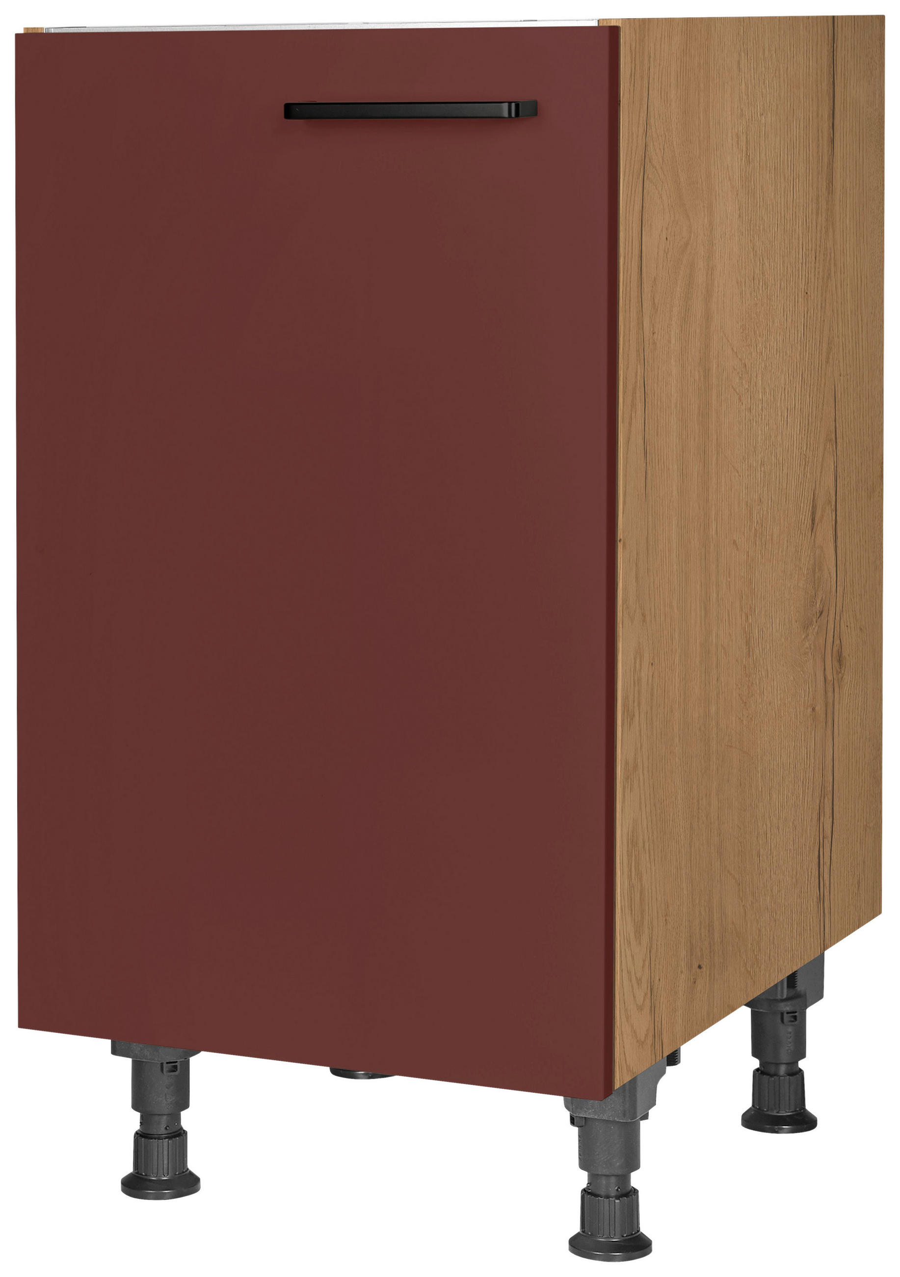 SPÜLENUNTERSCHRANK 45/87/56 cm  in Rot, Eichefarben  - Eichefarben/Rot, MODERN, Holzwerkstoff/Metall (45/87/56cm) - Nobilia