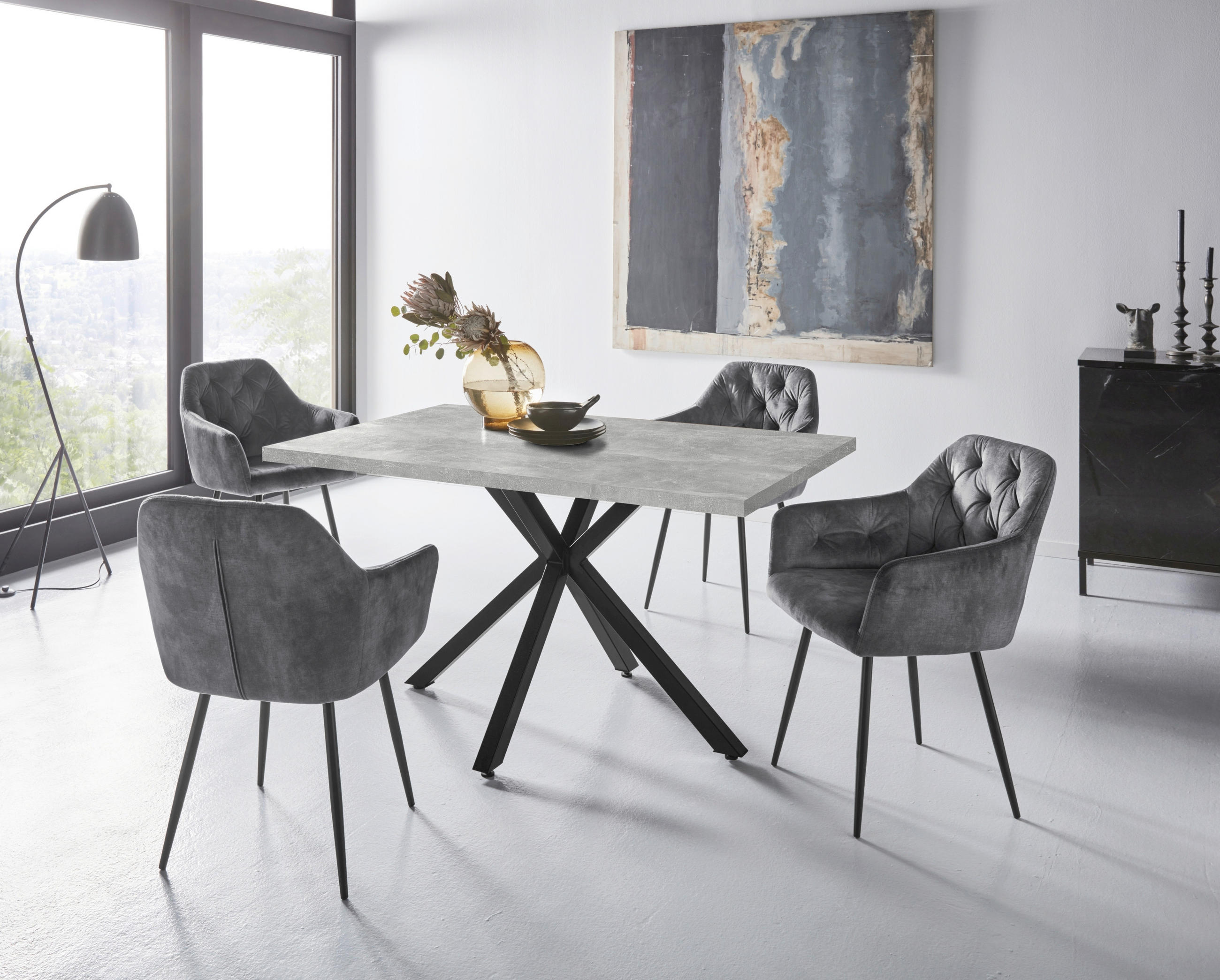 P & B Tischgruppe Anthrazit 140x76x90 cm