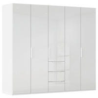 DREHTÜRENSCHRANK 251/223/61 cm,  in Weiß, Weiß Hochglanz, 5 Tür(en)  - Weiß Hochglanz/Weiß, Basics, Holzwerkstoff/Metall (251/223/61cm) - Novel