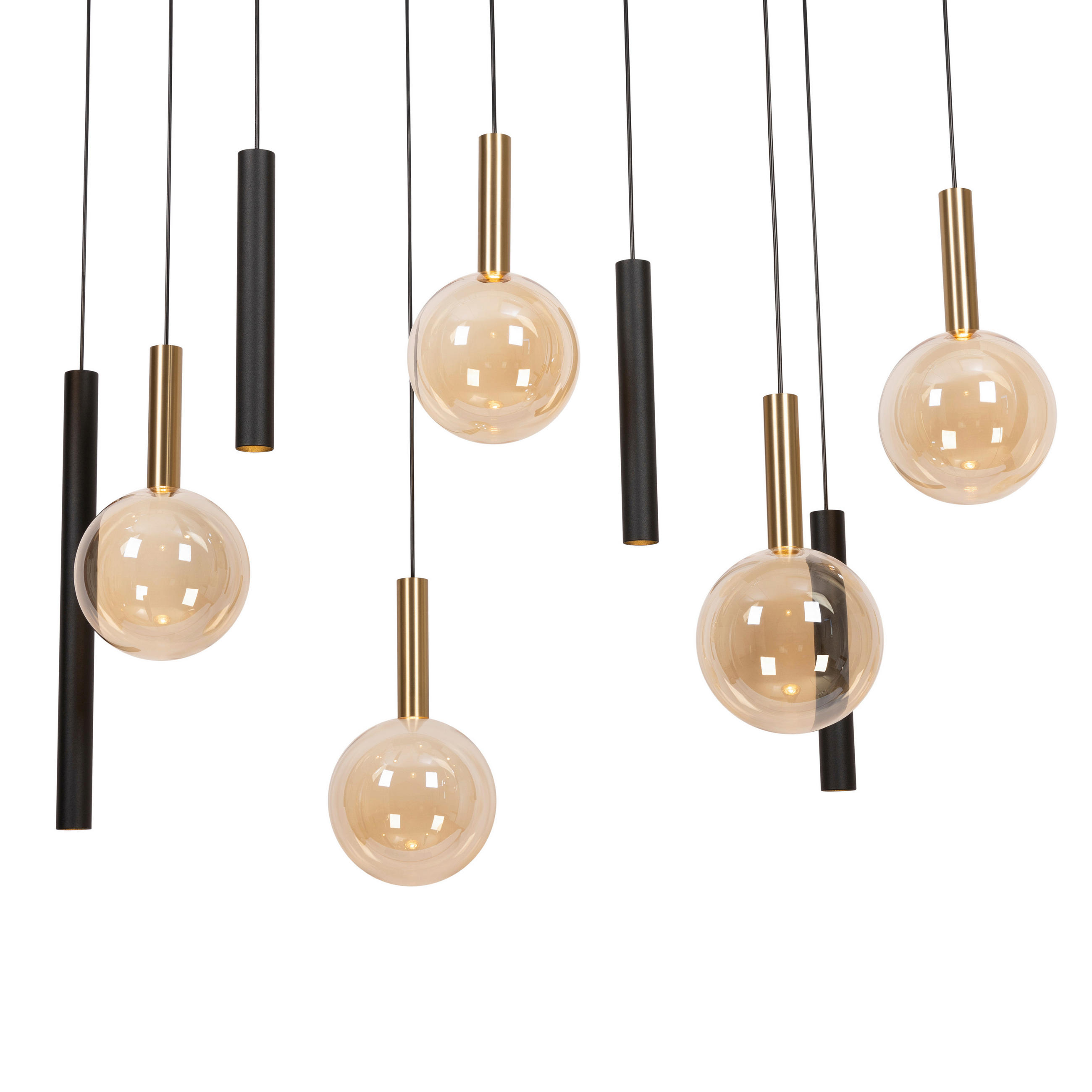 PENDELLEUCHTE JOSIANE 3.5/143/200 cm   - Schwarz/Orange, Trend, Metall (3.5/143/200cm) - Lucide