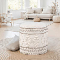 HOCKER in Textil Creme  - Creme, Basics, Textil (40/45/40cm) - Livetastic