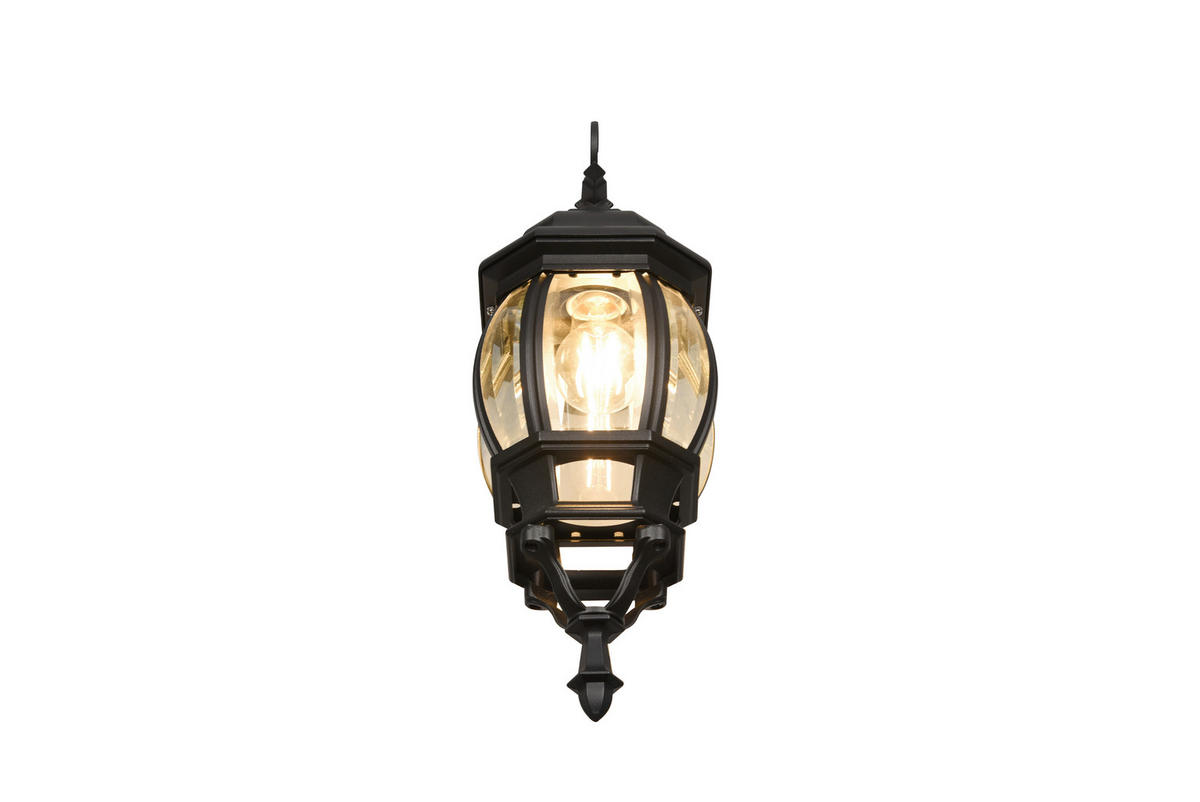 VÄGGLAMPA FÖR UTOMHUS - klar/svart, Klassisk, metall/glas (18/24,5/49,5cm) - Trio Leuchten