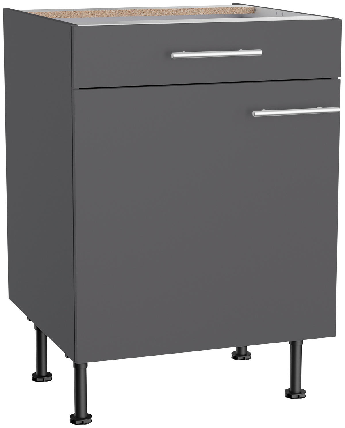 ECKKÜCHE 200/270 cm  in Anthrazit  - Edelstahlfarben/Eichefarben, Basics, Holzwerkstoff/Metall (200/270cm) - Optifit