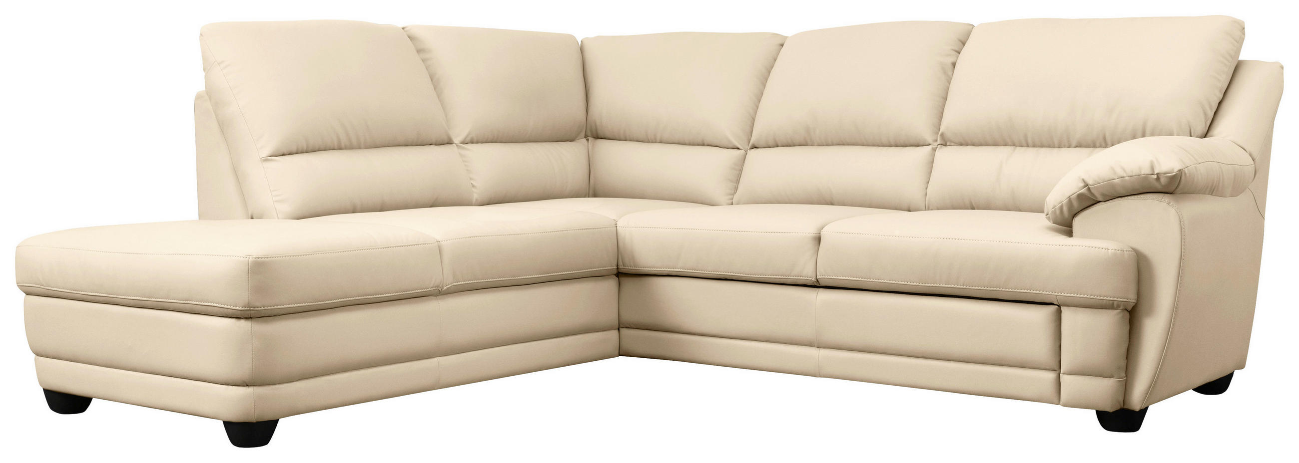 ECKSOFA Beige Lederlook Rücken echt  - Beige, Design, Kunststoff/Textil (225/245cm) - Livetastic