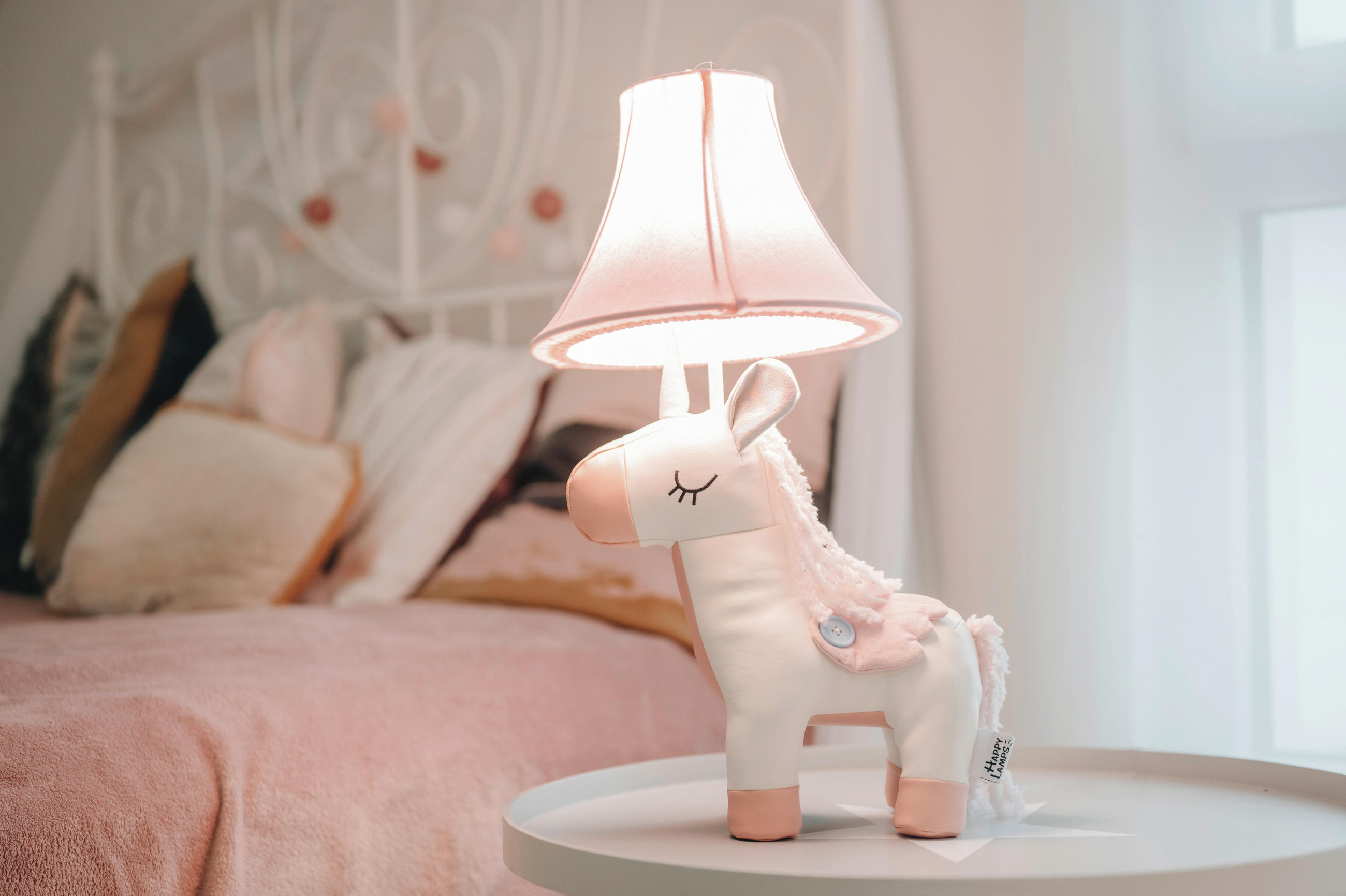 LED-KINDERTISCHLEUCHTE Elsa das Einhorn 26/30/51 cm   - Rosa/Weiß, LIFESTYLE, Textil/Metall (26/30/51cm) - Happy Lamps