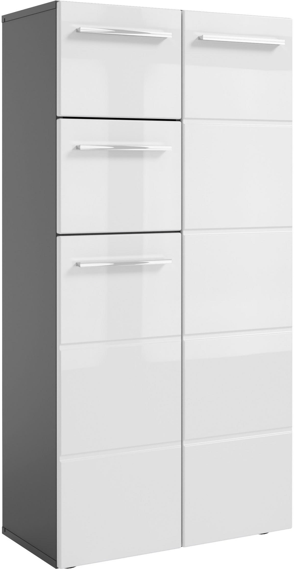 MIDISCHRANK 60/121/31 cm  - Chromfarben/Weiß Hochglanz, KONVENTIONELL, Holzwerkstoff/Kunststoff (60/121/31cm) - Xora