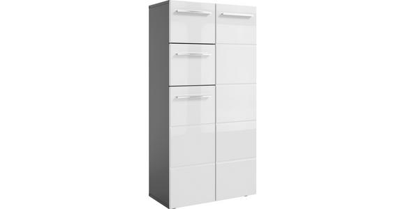 MIDISCHRANK 60/121/31 cm  - Chromfarben/Weiß Hochglanz, KONVENTIONELL, Holzwerkstoff/Kunststoff (60/121/31cm) - Xora