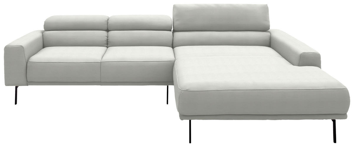 ECKSOFA Cord Grauweiss  - Schwarz/Grauweiss, Design, Textil/Metall (293/215-217cm) - Schöner Wohnen