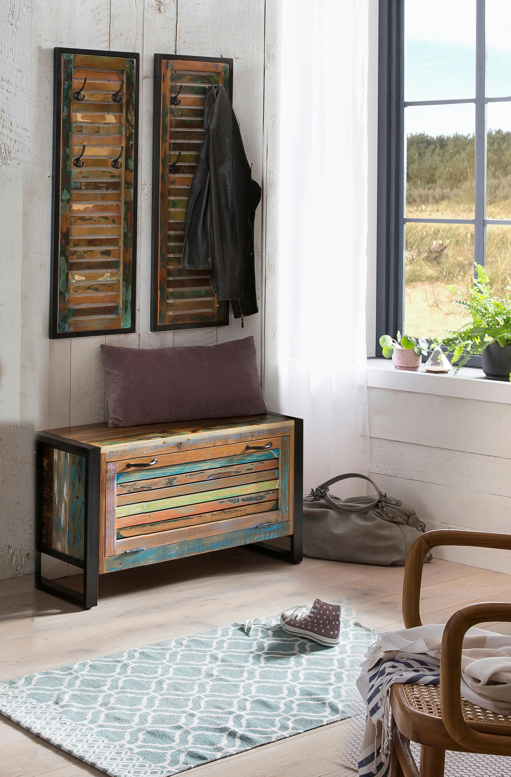 GARDEROBE 3-teilig  in 85/149/35 cm  - Multicolor/Schwarz, Design, Holz/Metall (85/149/35cm) - MID.YOU