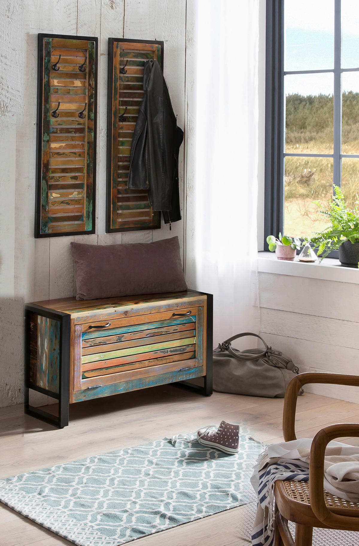 GARDEROBENPANEEL  in 33/99/8 cm  - Multicolor/Schwarz, Design, Holz/Metall (33/99/8cm) - MID.YOU